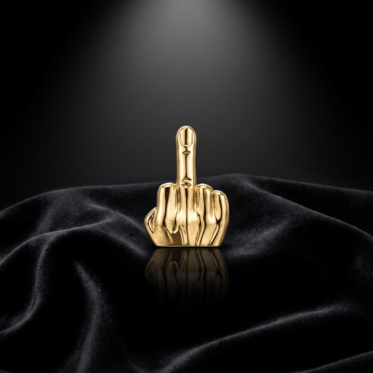 Pin's F°°°K! L'Original - 24K Gold, packshot haute joaillerie sur coussin velours noir
